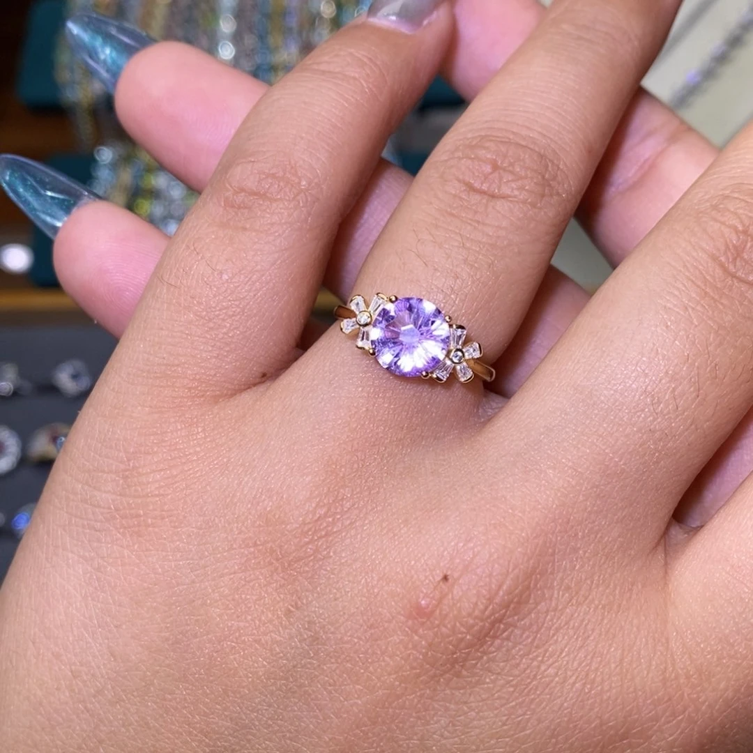 紫晶戒指银S925镶嵌444555