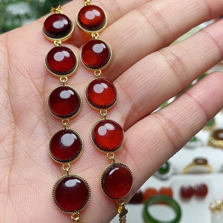 琥珀银S925镶嵌手链颜色多样性发其一