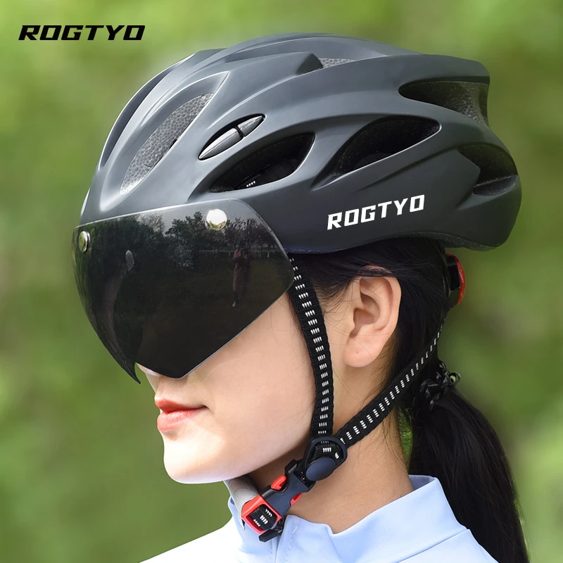 ROGTYO骑行头盔自行车磁吸风镜男女公路车一体头盔山地安全帽装备