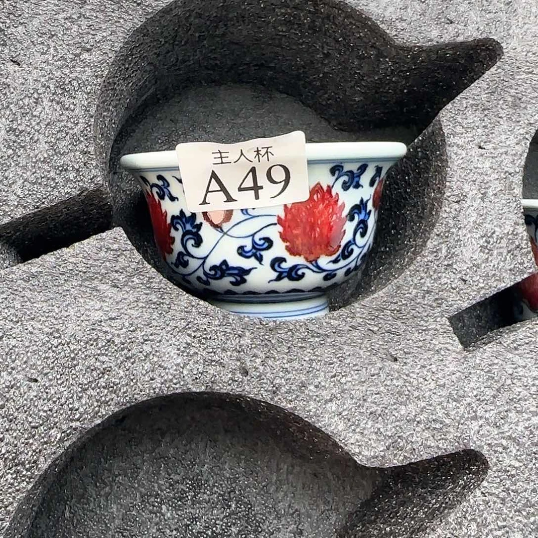 手***6摆件陶小压手釉里红49号