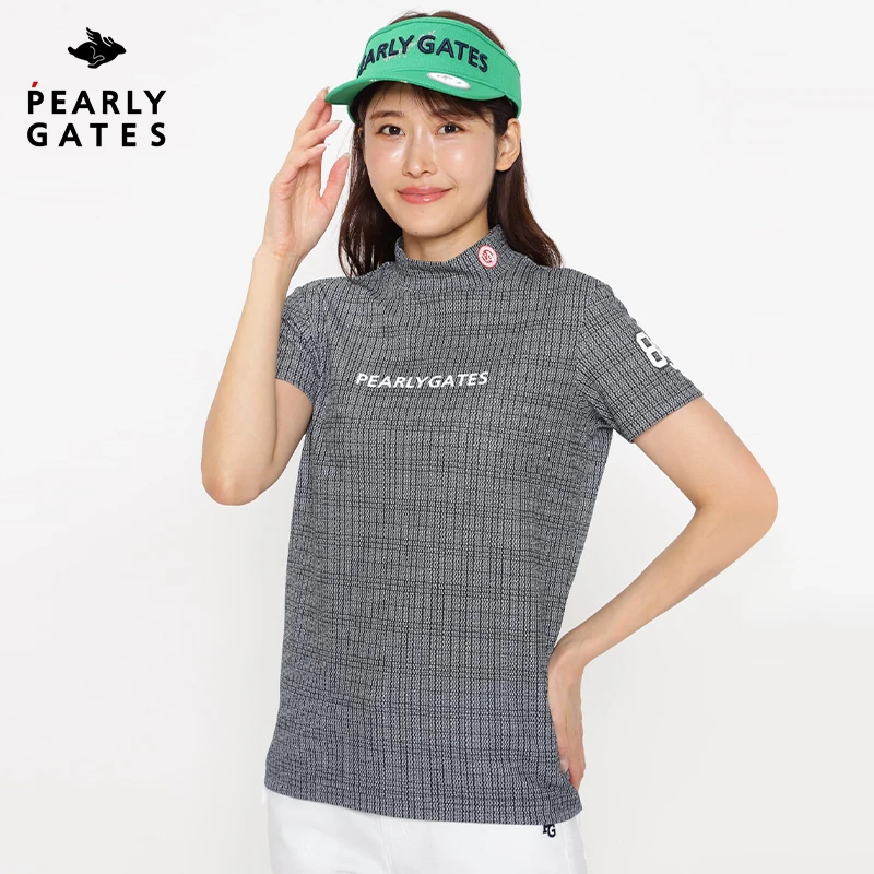PEARLYGATES高尔夫服装PG女士短袖套头衫条纹休闲透气运动户外T恤