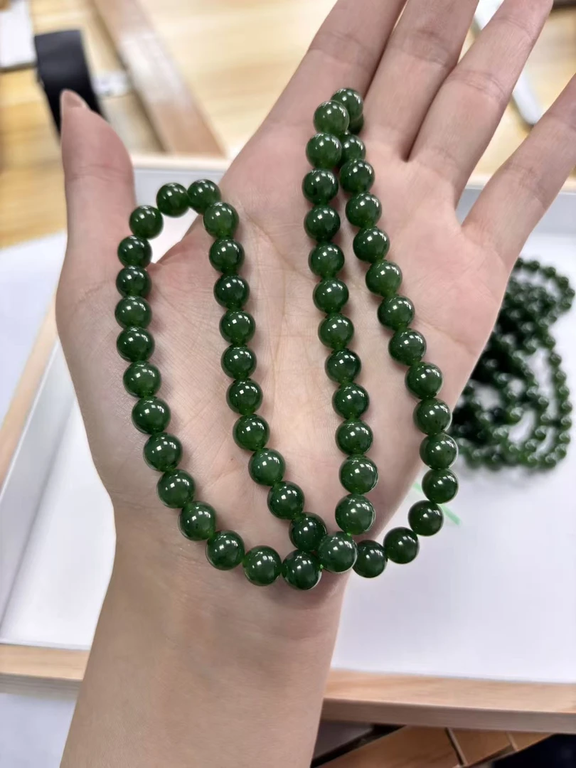 和田玉俄罗斯碧玉8m项链 BI12-XL8H4X 多样性发一