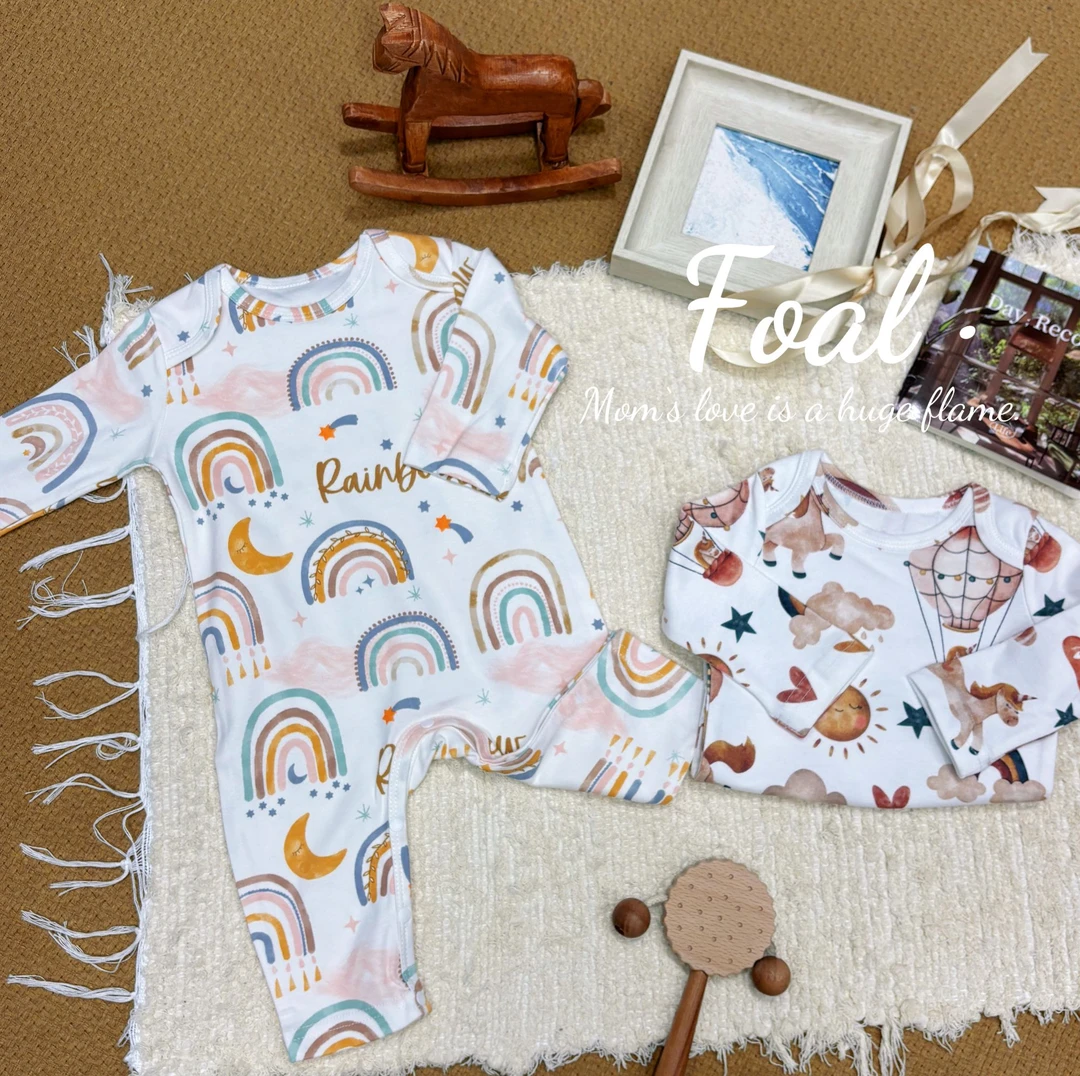 Foal【梦幻独角兽&虹运常来】婴儿连体衣薄棉莫代尔新生儿长袖爬服