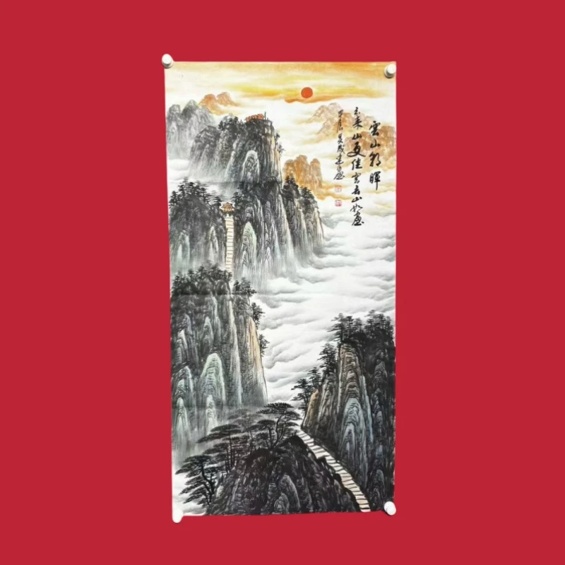 [云山朝晖] 吴成建绘画138*69cm宣纸手绘作品