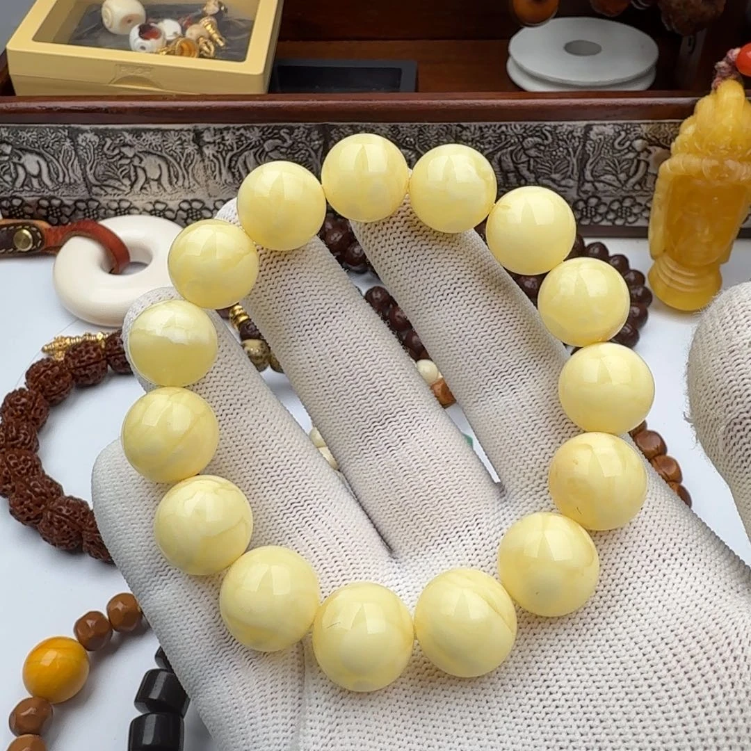 琥珀未镶嵌手链蜜蜡圆珠手串
