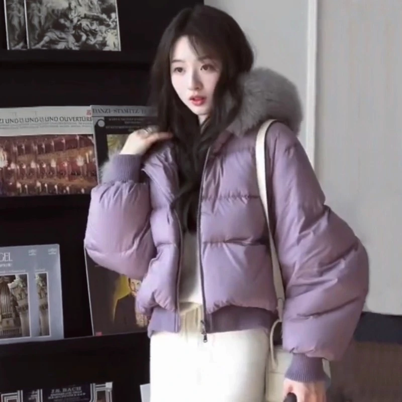 苗象◇雪顶泡芙~大毛领 90白鸭绒短款羽绒I服小个子女加厚外套