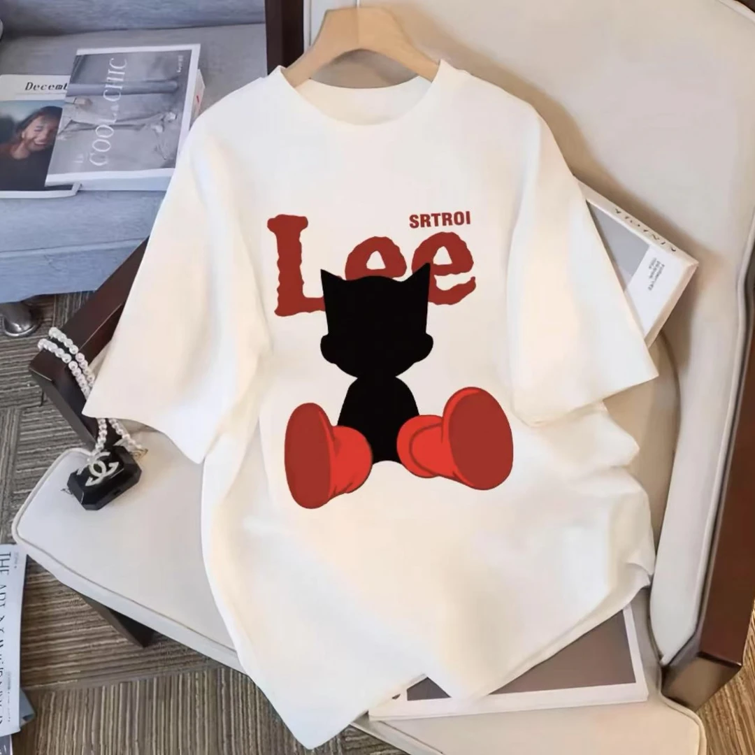 夏季纯棉短袖男女休闲透气时尚百搭圆领印花T恤SR