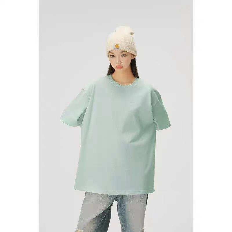 NN846-时尚女装设计感T恤纯色圆领情侣休闲