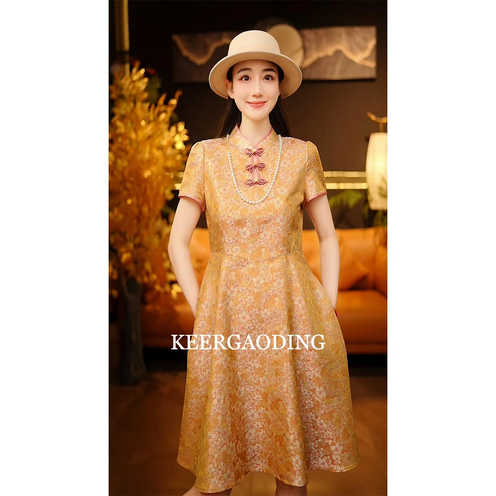 【可儿•高定】非遗蜀锦高端新中式国风设计师款旗袍连衣裙WJ-6654