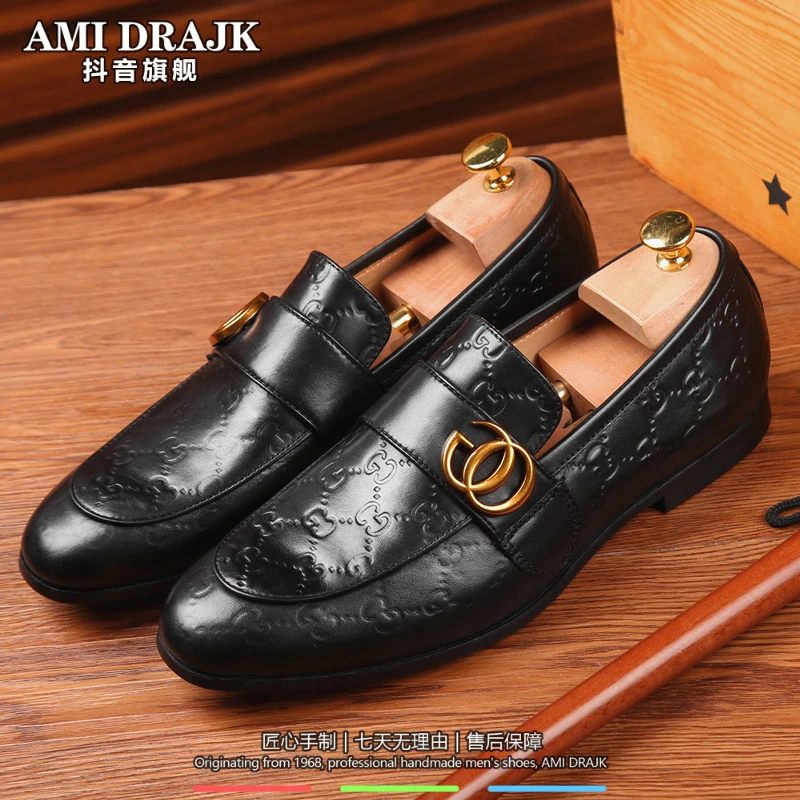 AMI DRAJK英伦风商务套脚男皮鞋2025新品金属扣圆头潮流发型师一