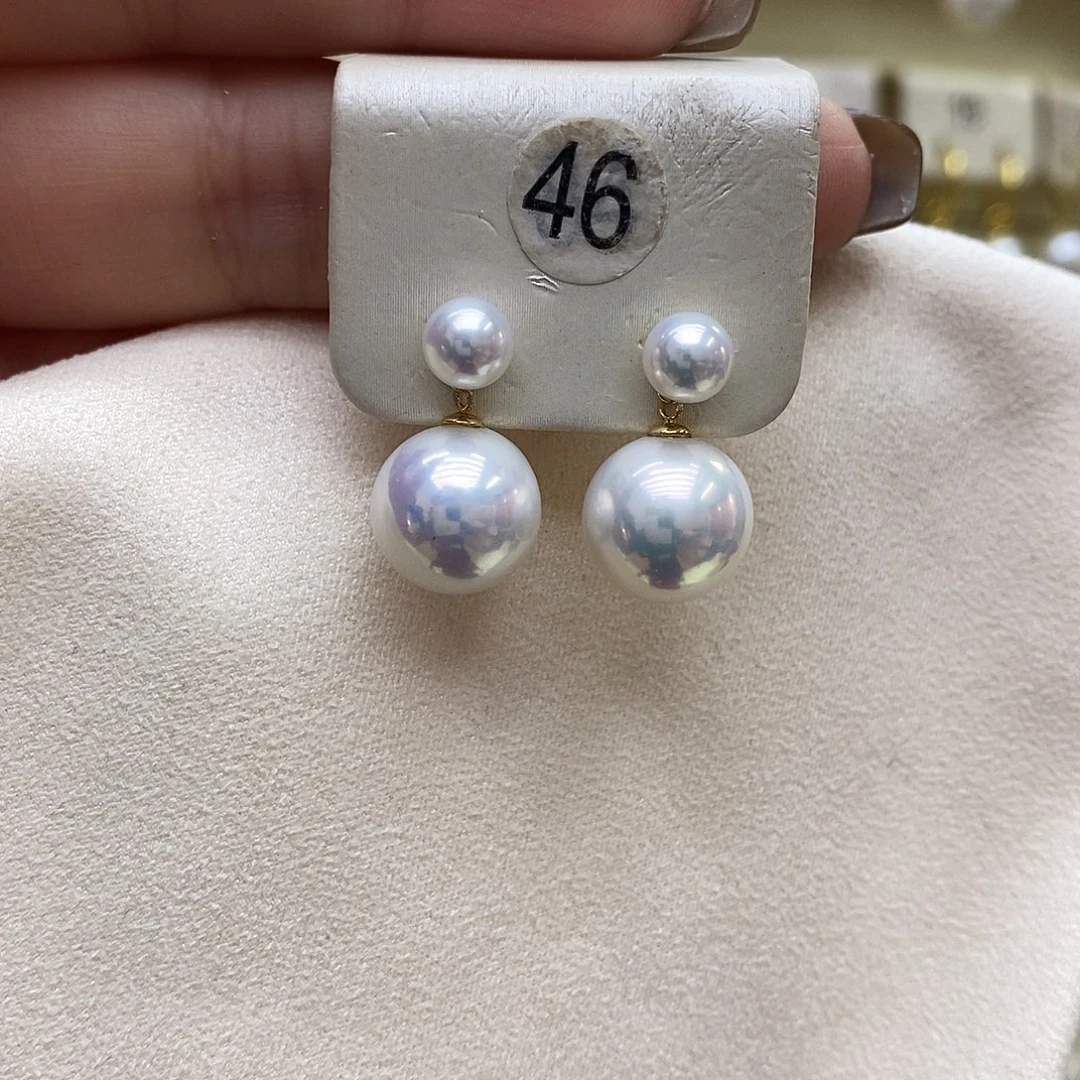 耳饰18K金镶嵌淡水珍珠