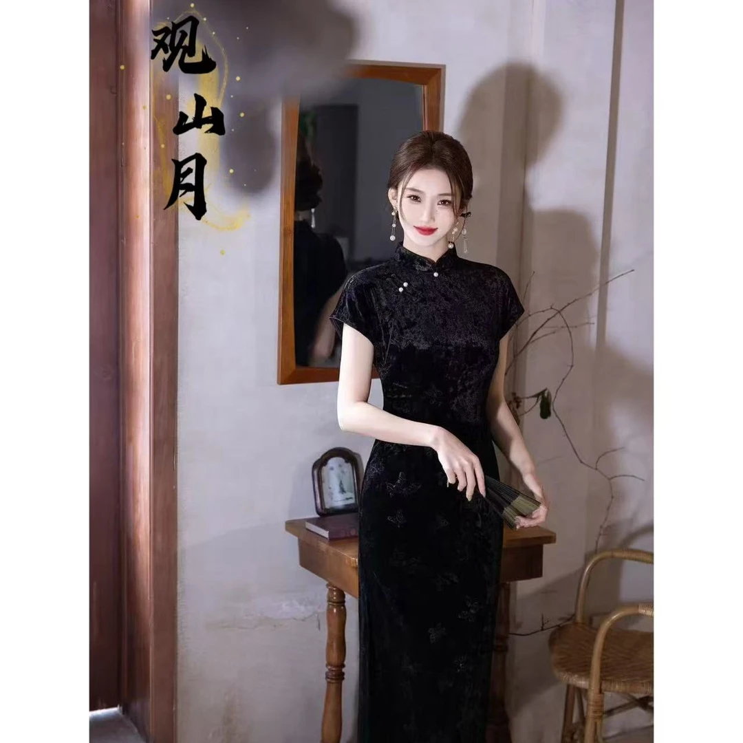 观山月【瑾瑜】新款显瘦有弹性气质旗袍裙 S-3XL