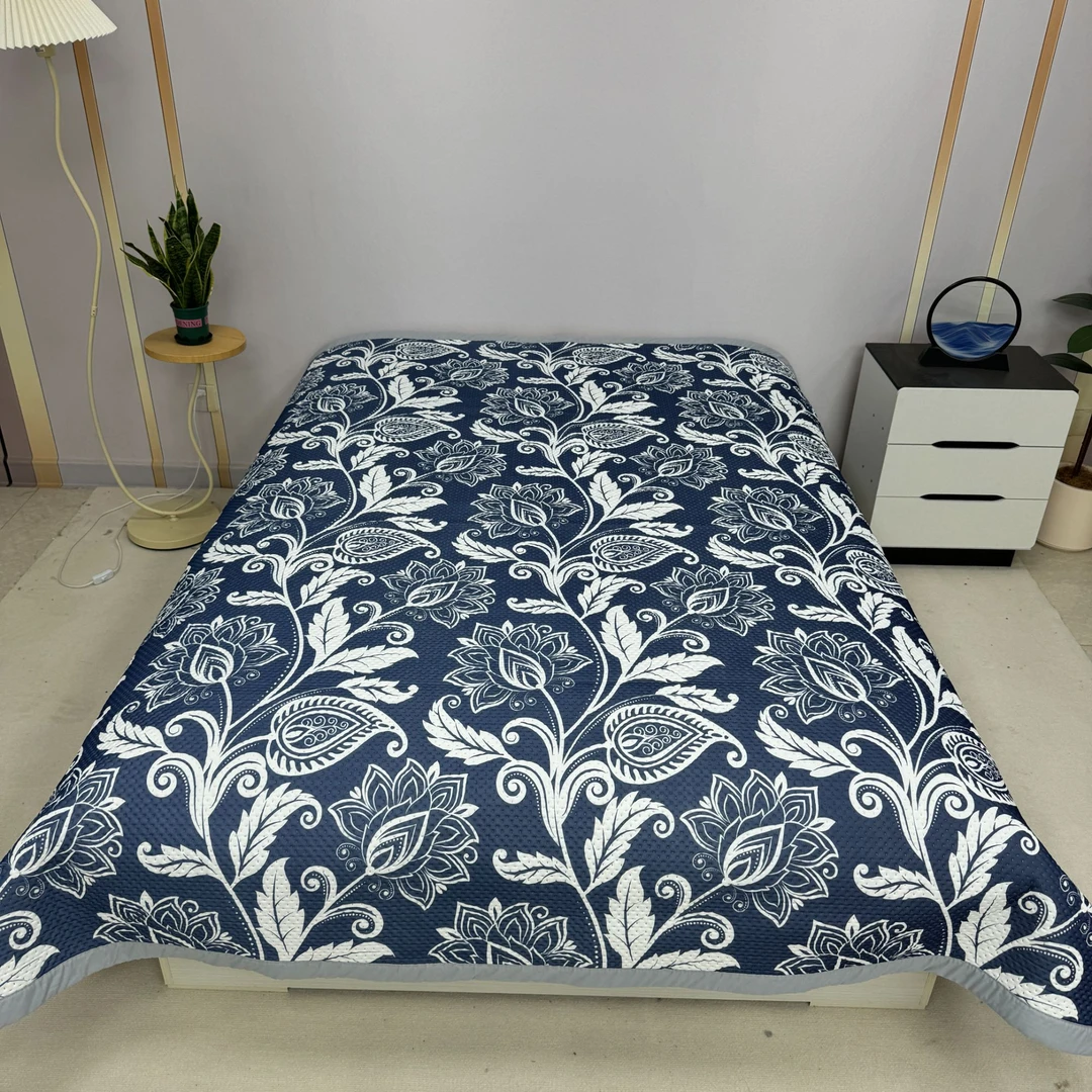 花期蓝200*230cm凉席夏季冰丝凉感床盖加厚软席子透气防滑可机洗
