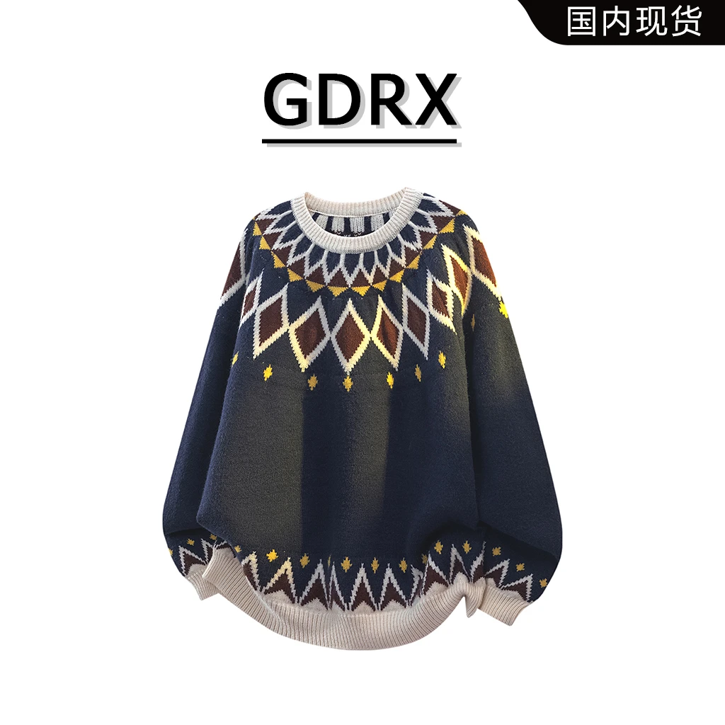 GDRX美式高级感毛衣男秋冬季新款设计感保暖针织衫上衣轻奢男装