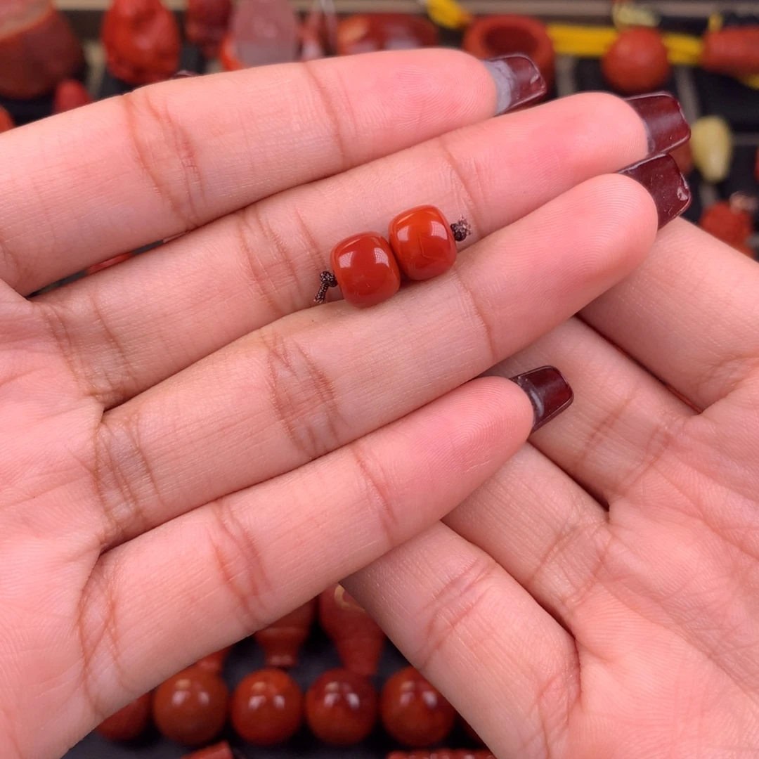 南红玛瑙未镶嵌老型对珠8+