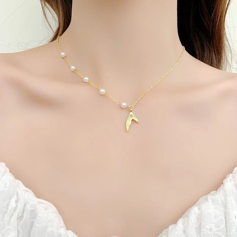 铜合金项链 576鱼尾珠珠项链