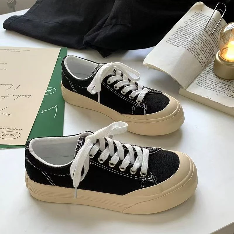 661厚底简约帆布鞋女2025夏季新款港风时尚ins潮休闲舒适百搭板鞋