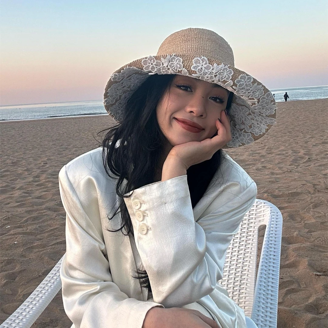 Moon Valley 新款纯手工拉菲草编织绣花大檐遮阳帽MV6750