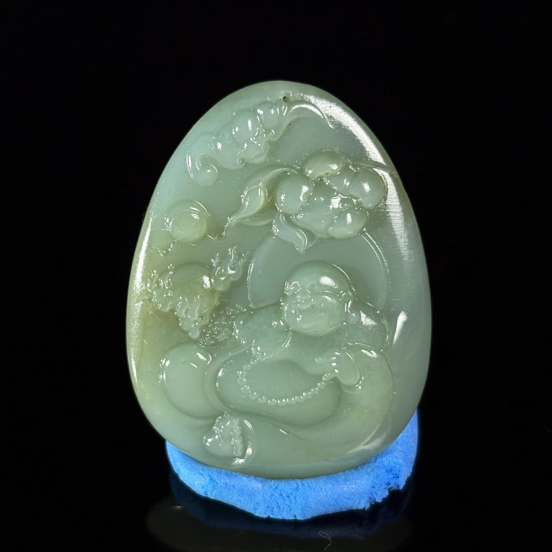 天然和田玉粉青佛公挂件/SH882736