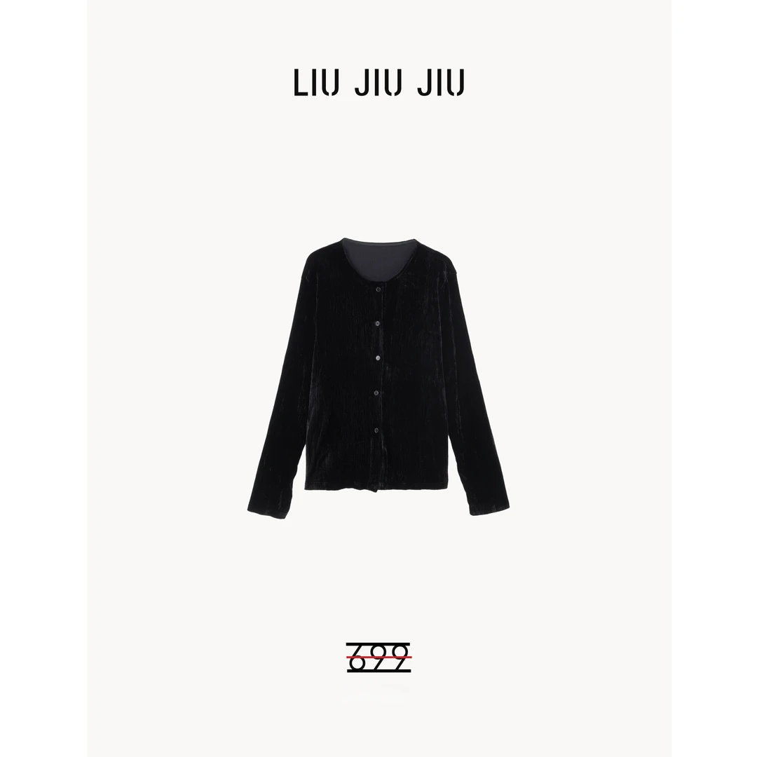 LIUJIUJIU 法式轻奢简约时尚长袖宽松显瘦洋气丝绒衬衫SY2701L