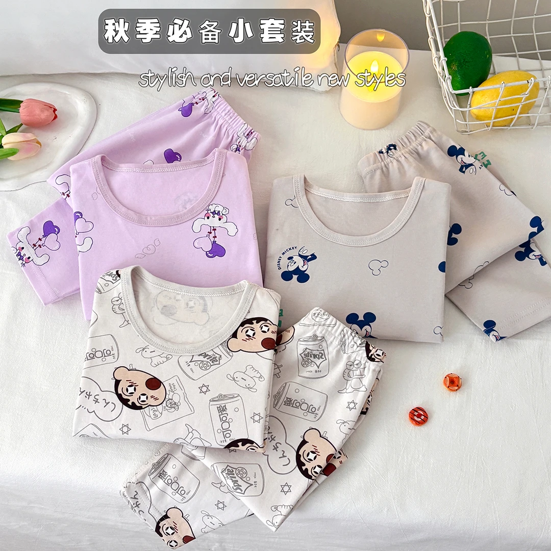 女童居家家居服套装夏季排湿吸汗吸汗男童保暖