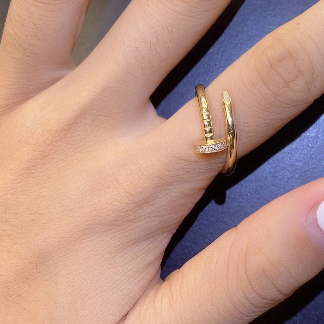 钻石戒指/指环18K金镶嵌钉子钻戒k黄