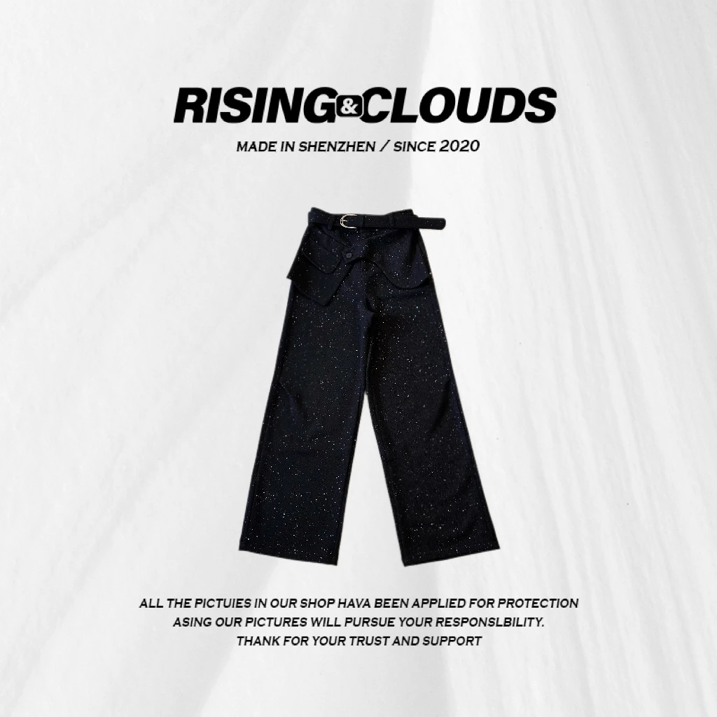 RISING&CLOUDS【小云姐】秋冬舒适时尚高腰屁帘直筒裤110506