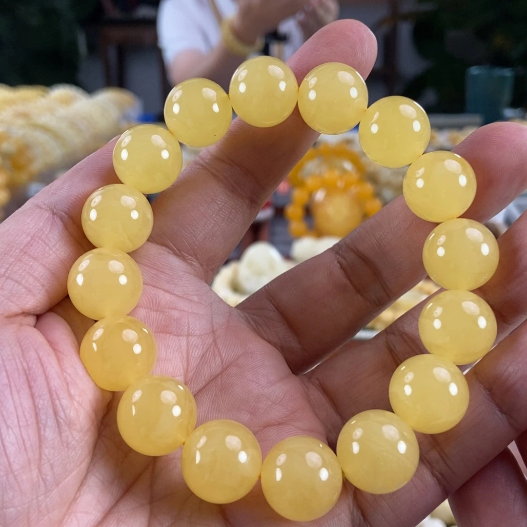 琥珀未镶嵌珠宝奇石15柠檬黄蜜蜡同料串31