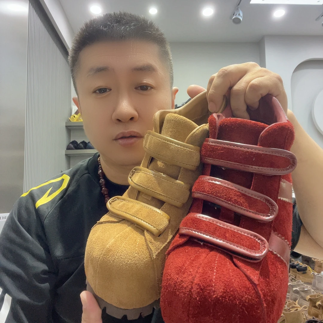 艾尚666-5韩版时尚厚底9公分重工小个子牛反绒皮踩屎感网红短靴