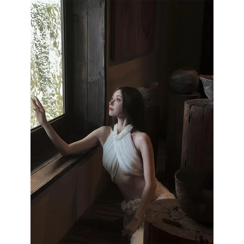 2025秋季新款清冷感叉氛围感无袖短款上衣设计感长款半身裙两件套