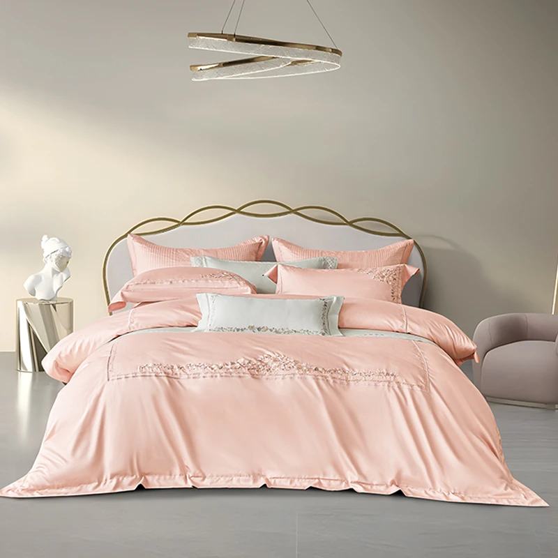 【陌上花】四件套莱赛尔棉刺绣床单被套枕套舒适亲肤高级感床上用品