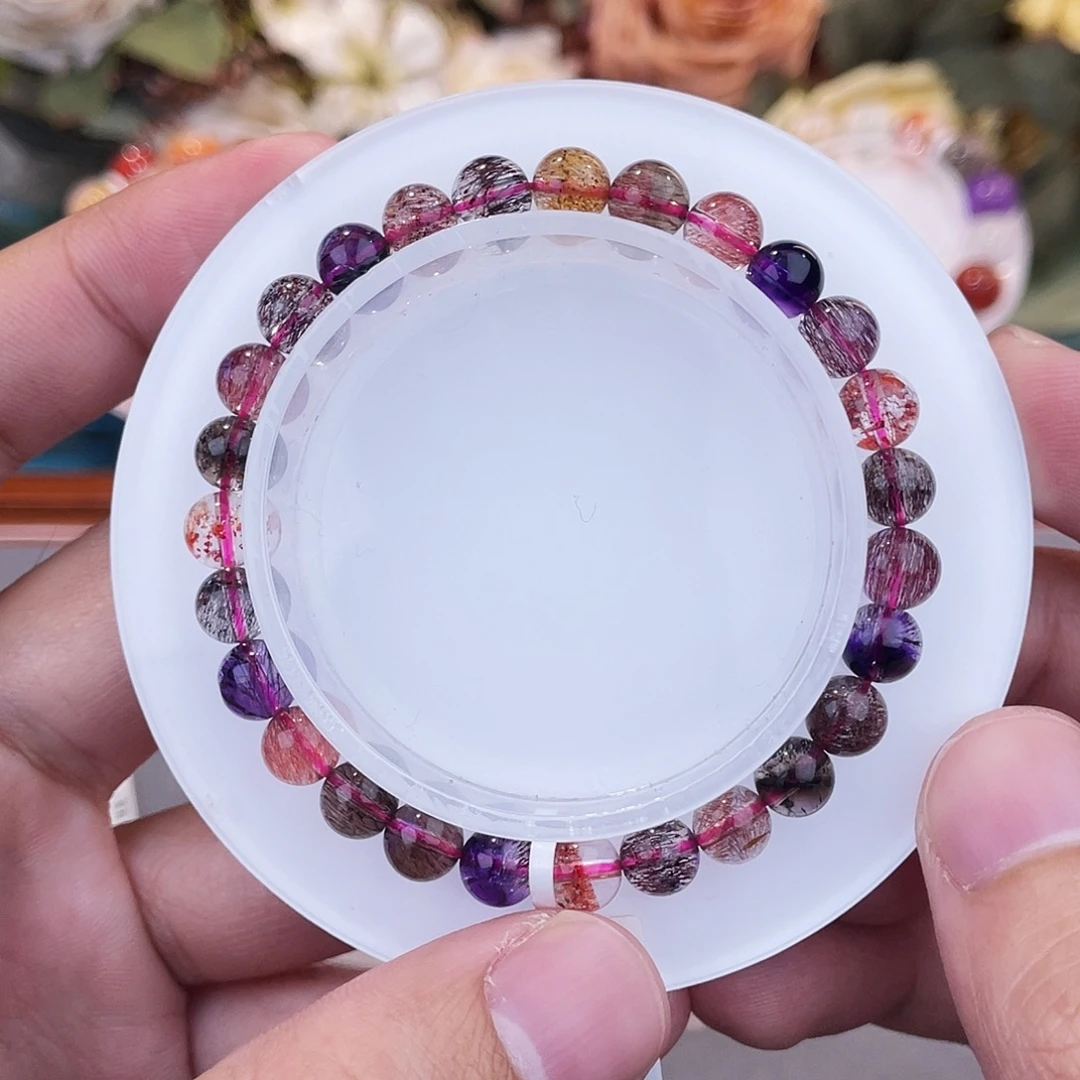 水晶未镶嵌手串黑加仑超七6m