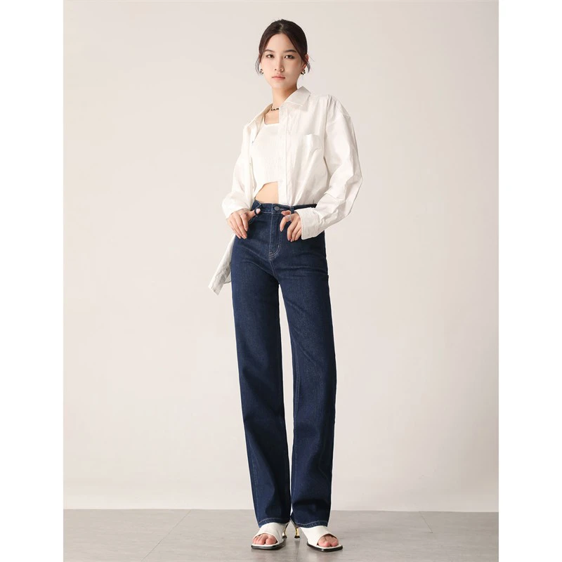 清仓1818原牛色直筒牛仔裤女高腰2025