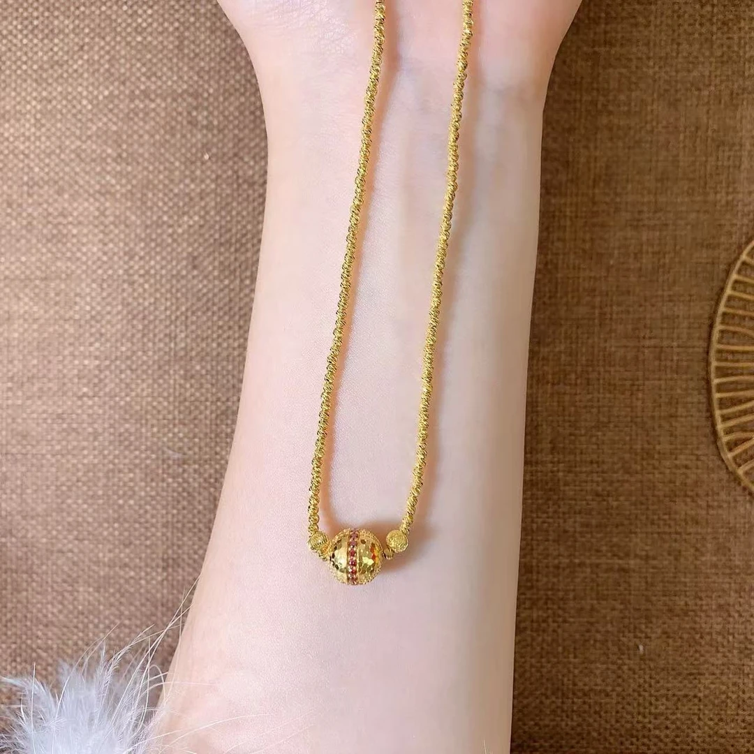 【伟新源】足金999 5G工艺 镶嵌爆闪球套链9.14克（附加160）