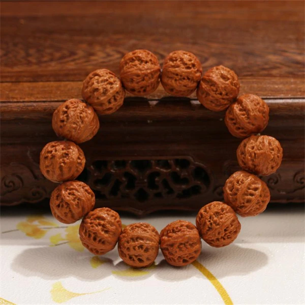 野生京八棱小核桃正圆八棱珊瑚纹蚂蚁纹磨盘小核桃手串22mm精品