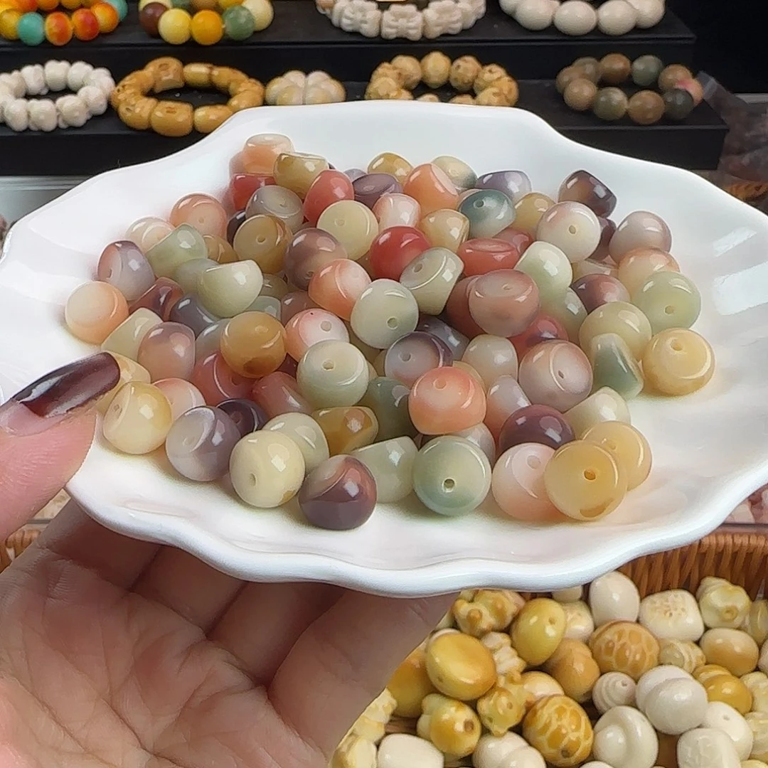 手串菩提根/象牙果卡12瓷玉粉紫三花蒜瓣100颗