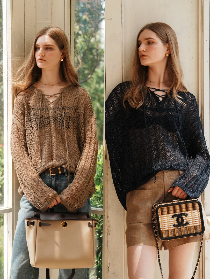 NeedShop1 【双色镂空】针织镂空显瘦上衣