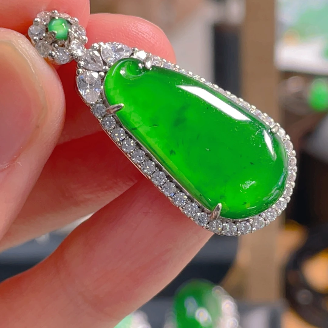 翡翠银S925镶嵌吊坠(不含链)