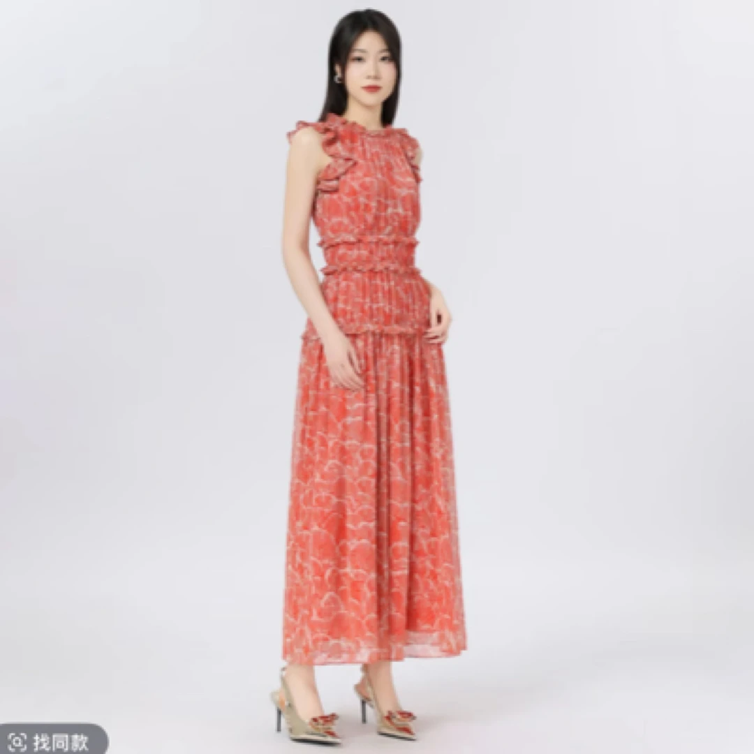 AMASS/阿玛施植物花卉蛋糕裙新款法式收腰显瘦连衣裙550027
