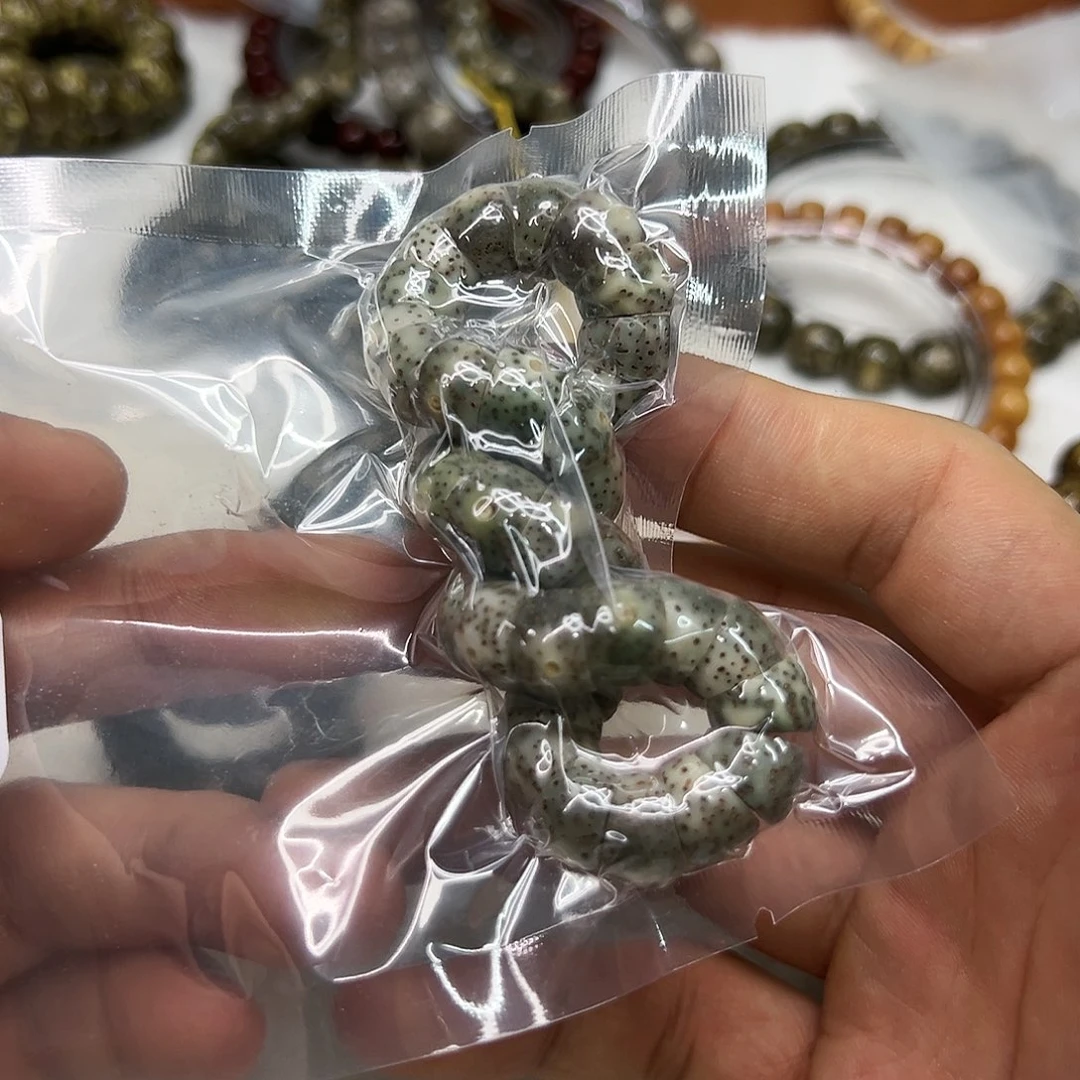 星月菩提手串34荣耀糯冰绿石玉星月菩提单圈猪大肠10