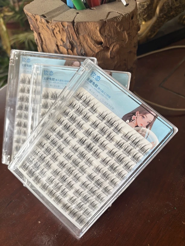 度睒2盒无梗免胶双尖柔软太阳花自然卷翘仿真细梗大容量单簇株