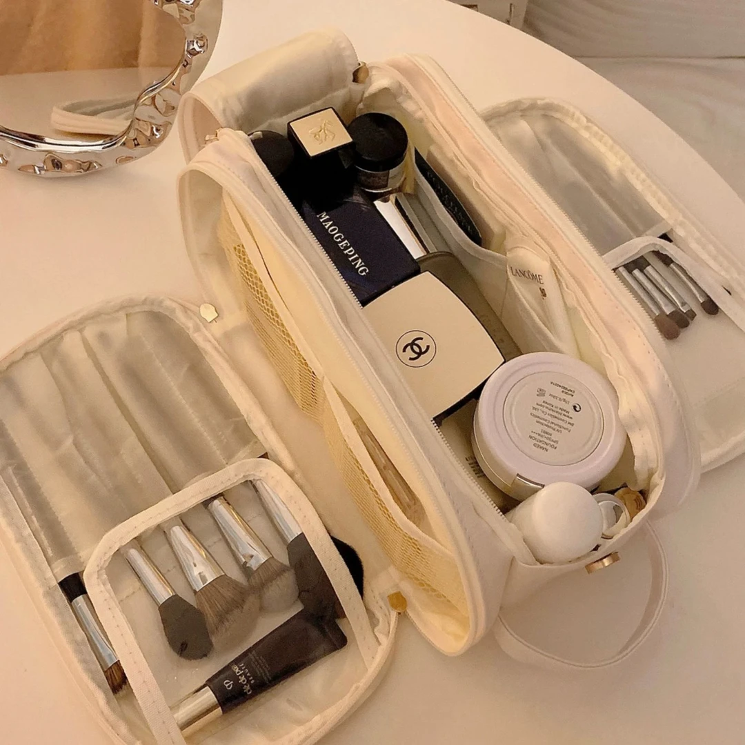 莉莉安三层PU化妆包韩系高颜值大容量防水洗漱化妆包大容量便携