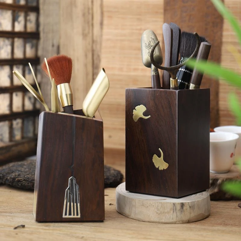 茶道六君子套装黑檀实木功夫茶具茶夹茶针泡茶工具配件茶勺