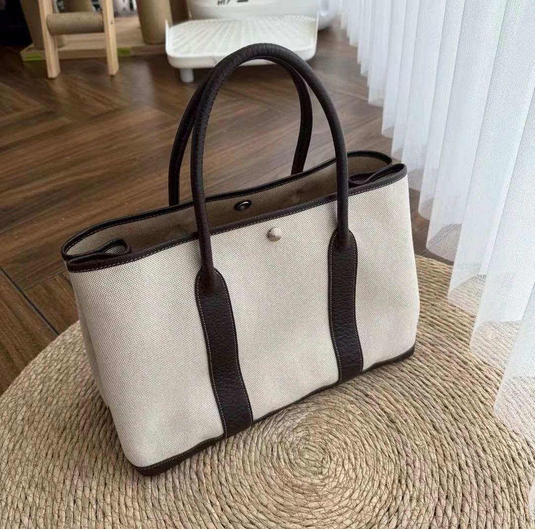 95新 Hermes/爱马仕 爱马仕 花园36米色拼棕/优品