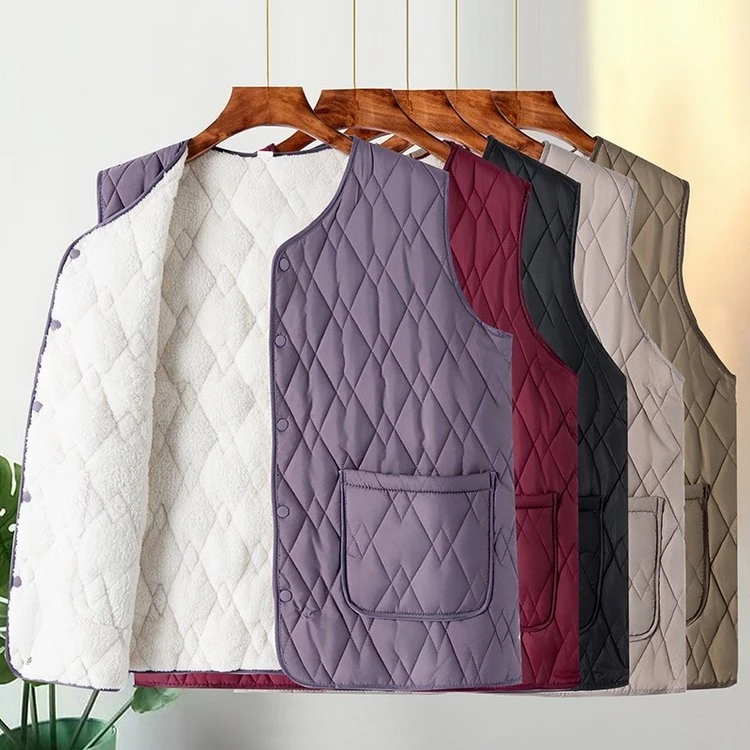 加厚夏季保暖秋冬季植物大码妈妈马夹纽扣能穿到260斤