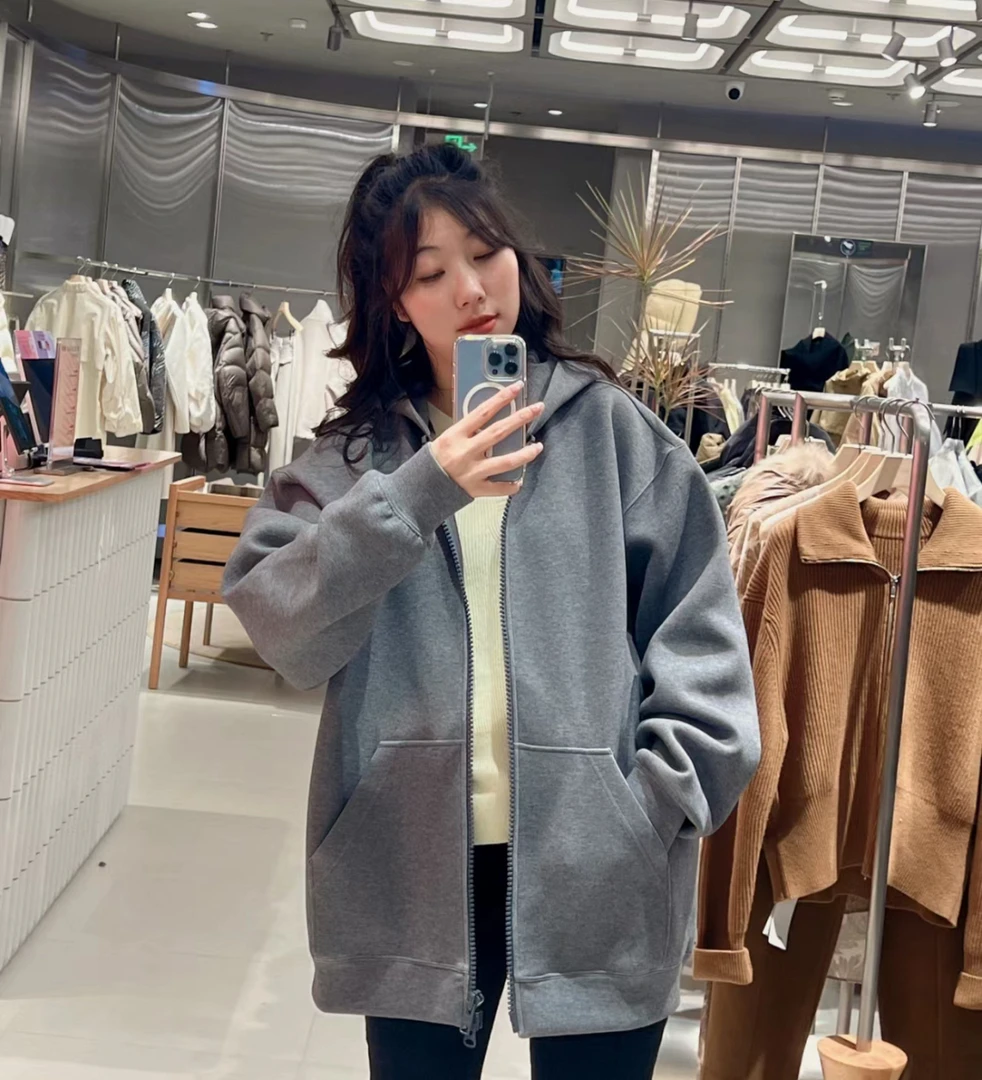 南南棉质空气棉双头大拉链连帽卫衣运动休闲外套