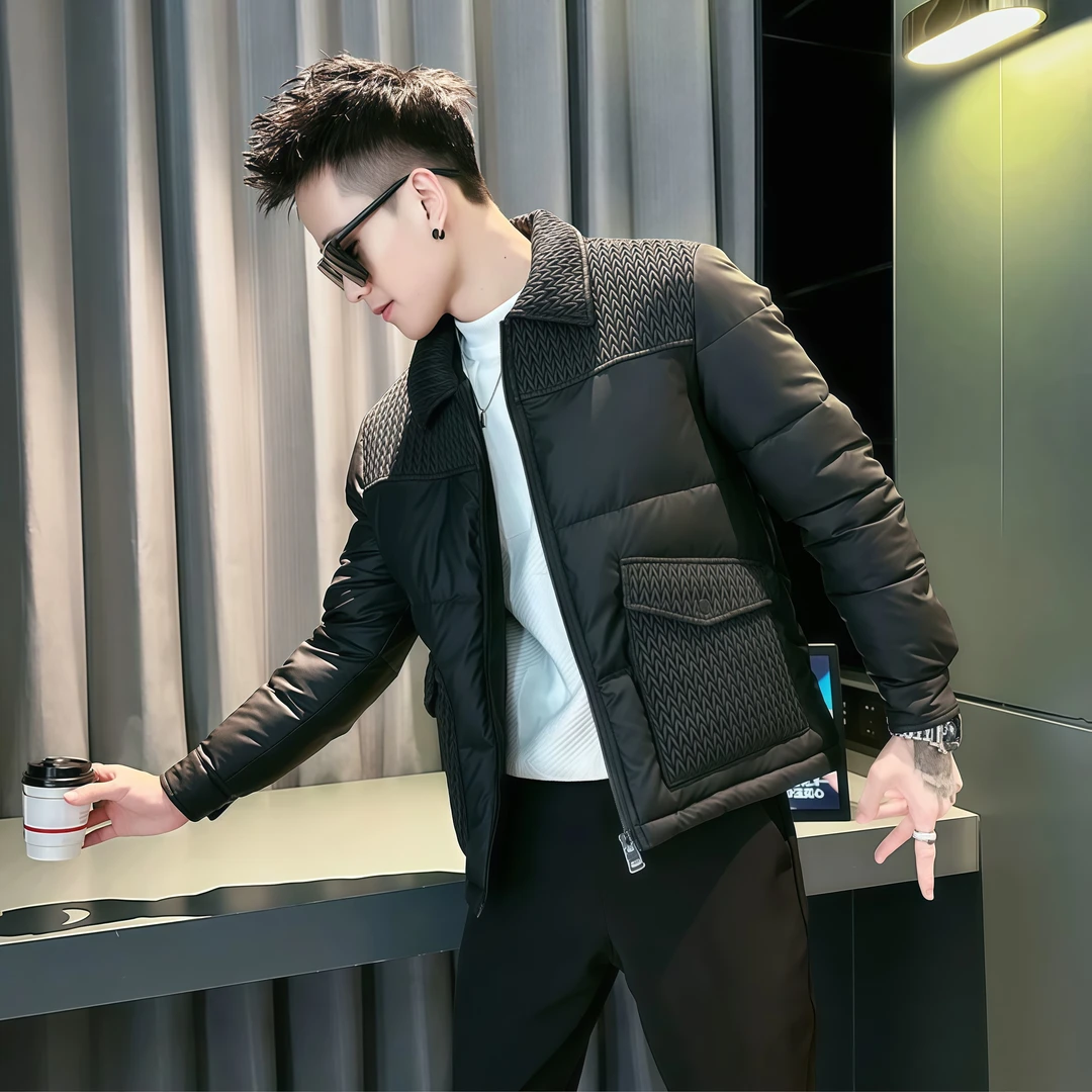 冬季男士新款保暖外套棉服高级感痞帅男装加厚棉衣冬天翻领外套
