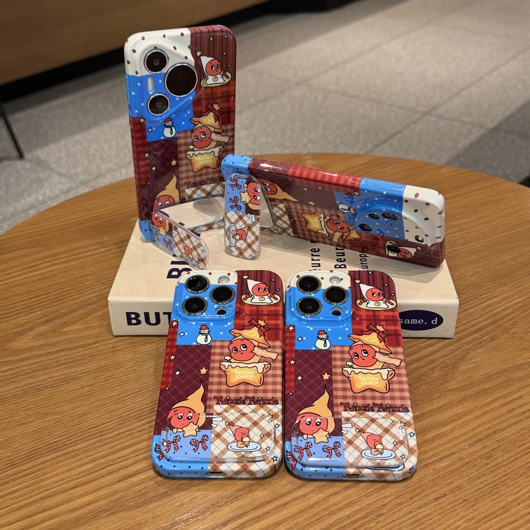 复古格纹拼接星星人适用苹果17/16华为P70手机壳vivoppo小米15套