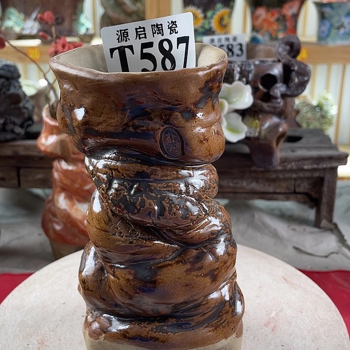 紫砂花盆景德镇陶瓷587