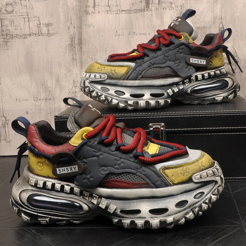 老爹鞋低帮运动鞋厚底潮鞋复古男鞋休闲鞋ins男士网红轻奢内增高